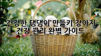 건강한 댕댕이 만들기🐶🐾 강아지 건강 관리 완벽 가이드